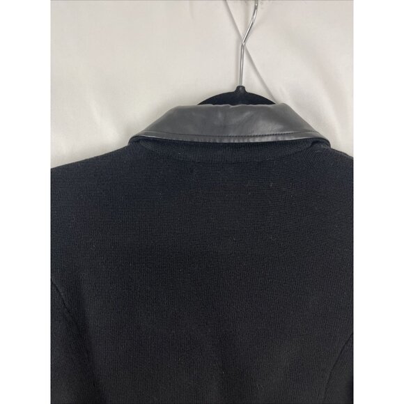 Lauren Ralph Lauren Black Sweater Blazer w/ Faux Leather Trim Womens Size XS - Picture 7 of 9